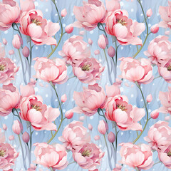 Seamless pattern with vintage pastel flowers. Floral background for cosmetics, perfume, beauty products. Can be used for greeting card, wedding invitation, craft paper, wrapping.