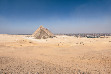 Fototapeta na wymiar Egypt Summer Travel Ancient Marvels: Exploring the Giza Pyramid Complex