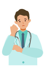 Doctor man wearing lab coats. Healthcare conceptMan cartoon character. People face profiles avatars and icons. Close up image of confused man.