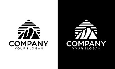 Creative minimal mountain house Logo design template