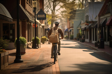 Naklejka premium Package delivery by bicycle in the city
