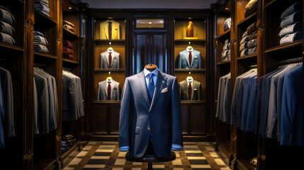 Close-up photo of A Classic Suit in a Clothing Store