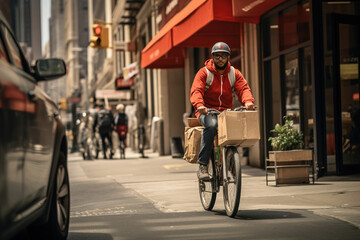 Package delivery by bicycle in the city
