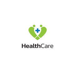 Creative people care health care heart clinic logo design template vector, and fully editable