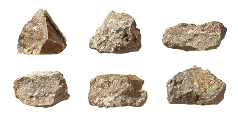 Savanna rock stones shapes on transparent backgrounds 3d rendering png