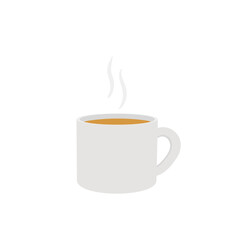 Tee tasse with steam, white, teatime 