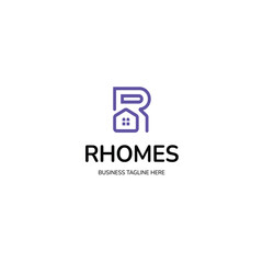 R Letter Logo Design Template Vector.Real estate logo template.