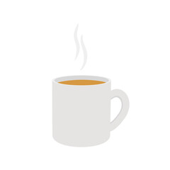 Tee tasse with steam, white, teatime 