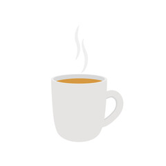 Tee tasse with steam, white, teatime 