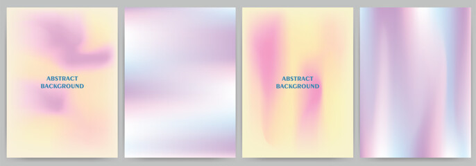 Fototapeta premium Set of abstract backgrounds with holographic effect, gradient blur.