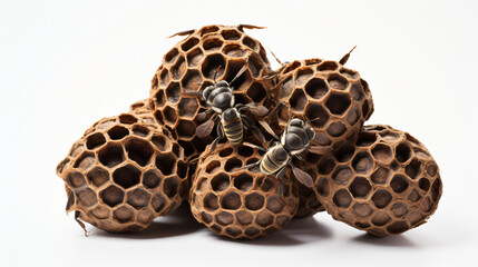 European wasp hive nest Polistes associus isolated on white background