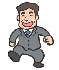 大股で歩くビジネスマンの男性