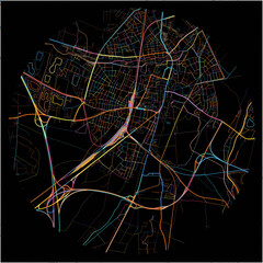 Colorful Map of WienerNeustadt, Lower Austria with all major and minor roads.