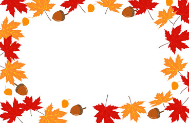 Autumn leaves frame, PNG transparent background