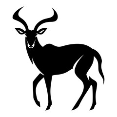 African antelope vector silhouette, Black silhouette of antelope Animal isolated on a white background