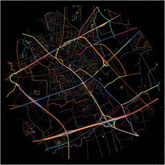 Colorful Map of Sint-Niklaas, East Flanders with all major and minor roads.