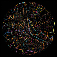 Colorful Map of Roeselare, West Flanders with all major and minor roads.