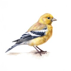 Obraz premium American goldfinch bird isolated on white.