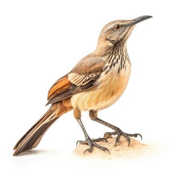 Bendires Thrasher Bird Isolated On White.