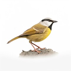 Naklejka premium Gray-crowned yellowthroat bird isolated on white.