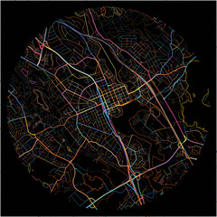 Colorful Map of Hameenlinna with all major and minor roads.