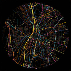 Colorful Map of Valence, Drôme with all major and minor roads.