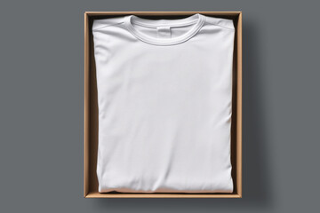 Folded white t-shirt In the box.