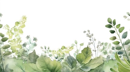 Watercolor background with hydrangea and eucalyptus - obrazy, fototapety, plakaty