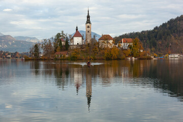 Lake Bled  Reflections in the Julian Alps, European Alps Bled, Radovljica Slovenia