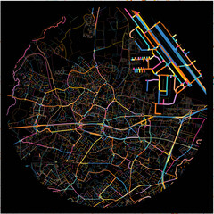 Colorful Map of Colomiers, Haute-Garonne with all major and minor roads.
