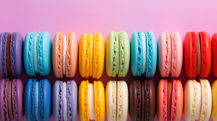 colorful macaroons on a table.Generative Ai