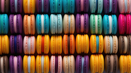 colorful macaroons on a table.Generative Ai
