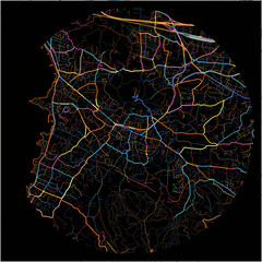 Colorful Map of Six-Fours-les-Plages, Var with all major and minor roads.
