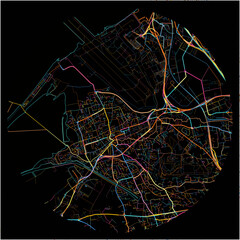 Colorful Map of Marignane, Bouches-du-Rhône with all major and minor roads.