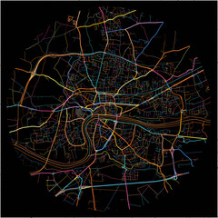 Colorful Map of Romans-sur-Isere, Drôme with all major and minor roads.