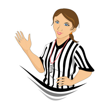 female referee carrying a whistle cartoon character 1