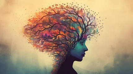 Fotobehang Mental health representation, tree mind © Kaelith