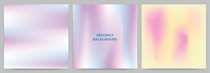 Fototapeta premium Set of abstract backgrounds with holographic effect, gradient blur.