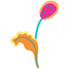 Vivid flowers and leaves.