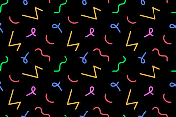 Color doodle seamless pattern. Scribble and squiggle shapes.