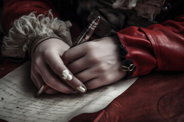 Fototapeta premium holiday santa wish present eve christmas letter merry gift table. Generative AI.