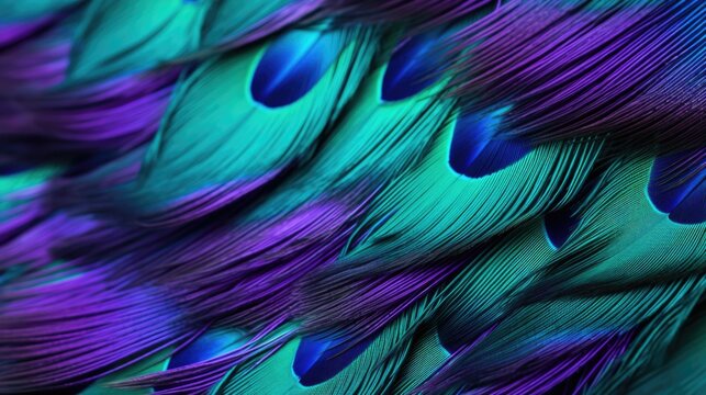 background of cyan and purple feathers.