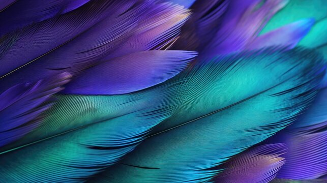 background of cyan and purple feathers.