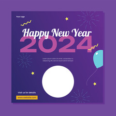 Happy New Years 2024 poster. unique and colorful template free download.