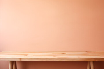 empty wooden table in front of brown background for product display, Product presentation, mock up, show cosmetic product, Podium, stage pedestal or platform