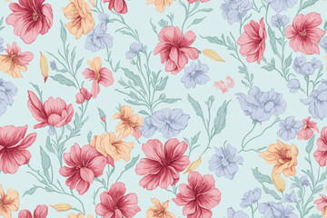 Pattern Watercolor vector art painting illustration flower pattern. textile, ornamental, ornate, hand-drawn, drapery, curl, watercolor, trendy, painting, repeat, fancy, elements, diverse, deco, stain