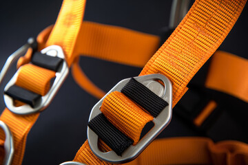 An extraordinary close-up shot showcasing a top-notch safety harness with a remarkably adaptable and ergonomic construction, ensuring unparalleled comfort during prolonged usage.