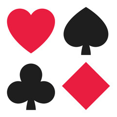 Card suits. Cards for playing poker and casino. Vector