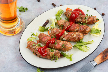 Bratwurst sausage with beer