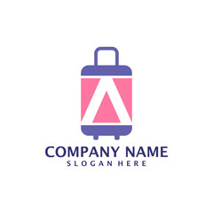 Letter A with Suitcase logo design vector. Initial A with Suitcase logo design template concept